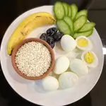 Oats 100 Grams + 6 Eggs + 4 Dates + Banana + Cucumber